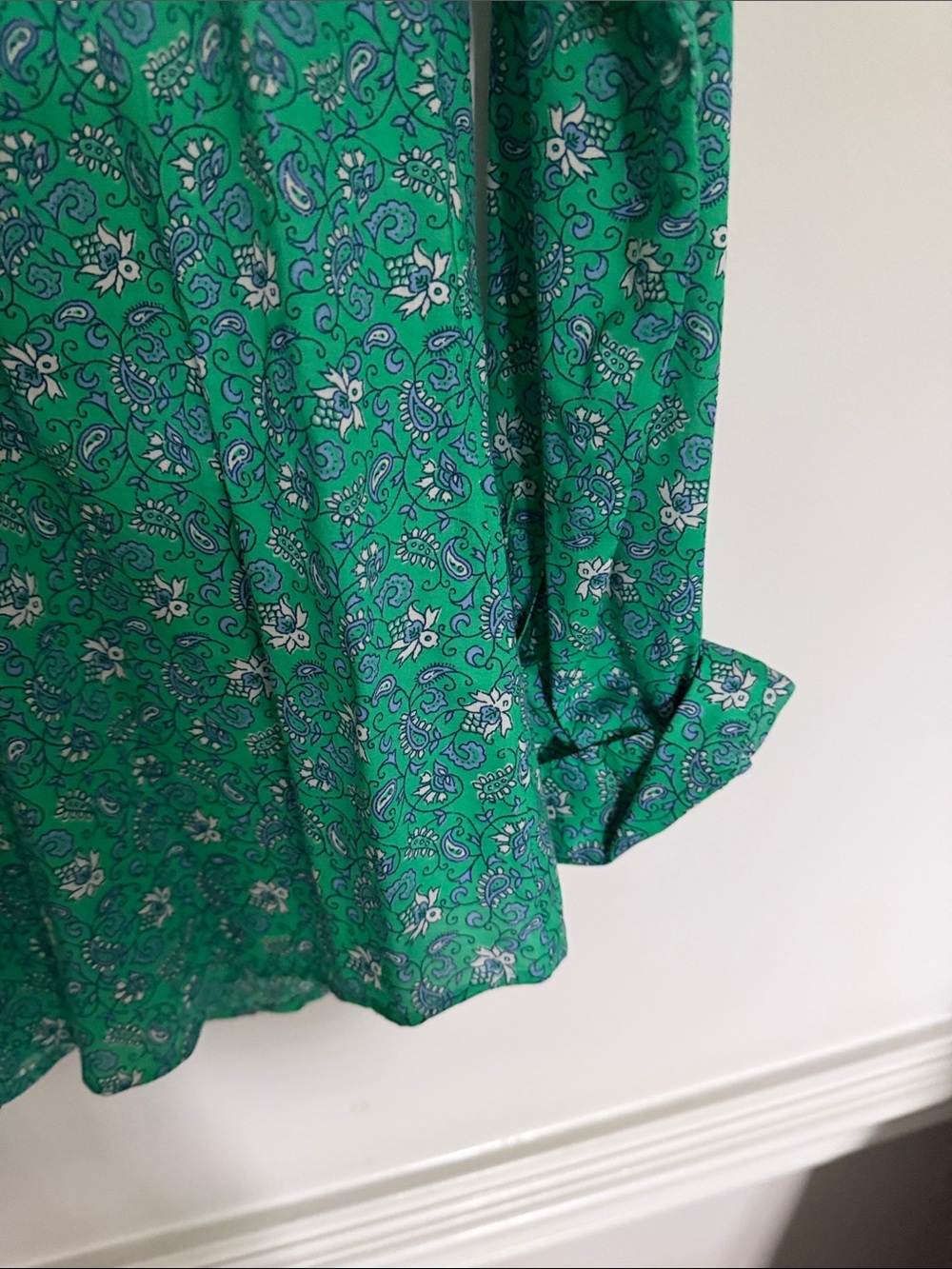 J. Crew women’s Blouse Green Floral Print Button-Down Shirt - Picture 4 of 5